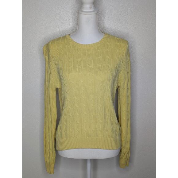 Brooks Brothers 346 Sweater Womens L Yellow Cable Knit Mercerized Cotton - Picture 1 of 7
